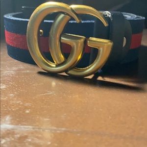 Navy Blue and Red Gucci Belt